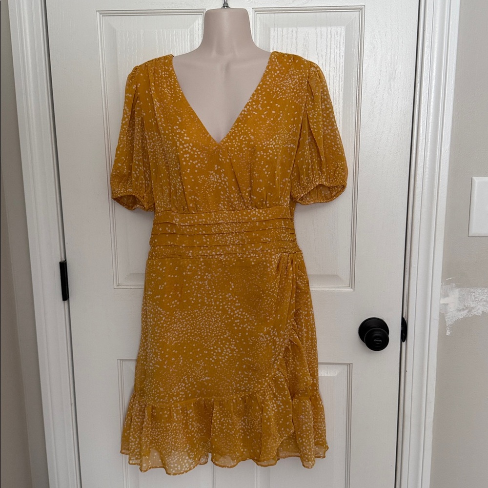 Express V-Neck Dress with Ruffle Hem